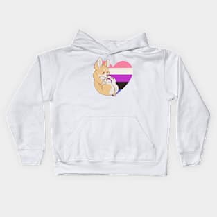 Genderfluid Pride Corgi Kids Hoodie